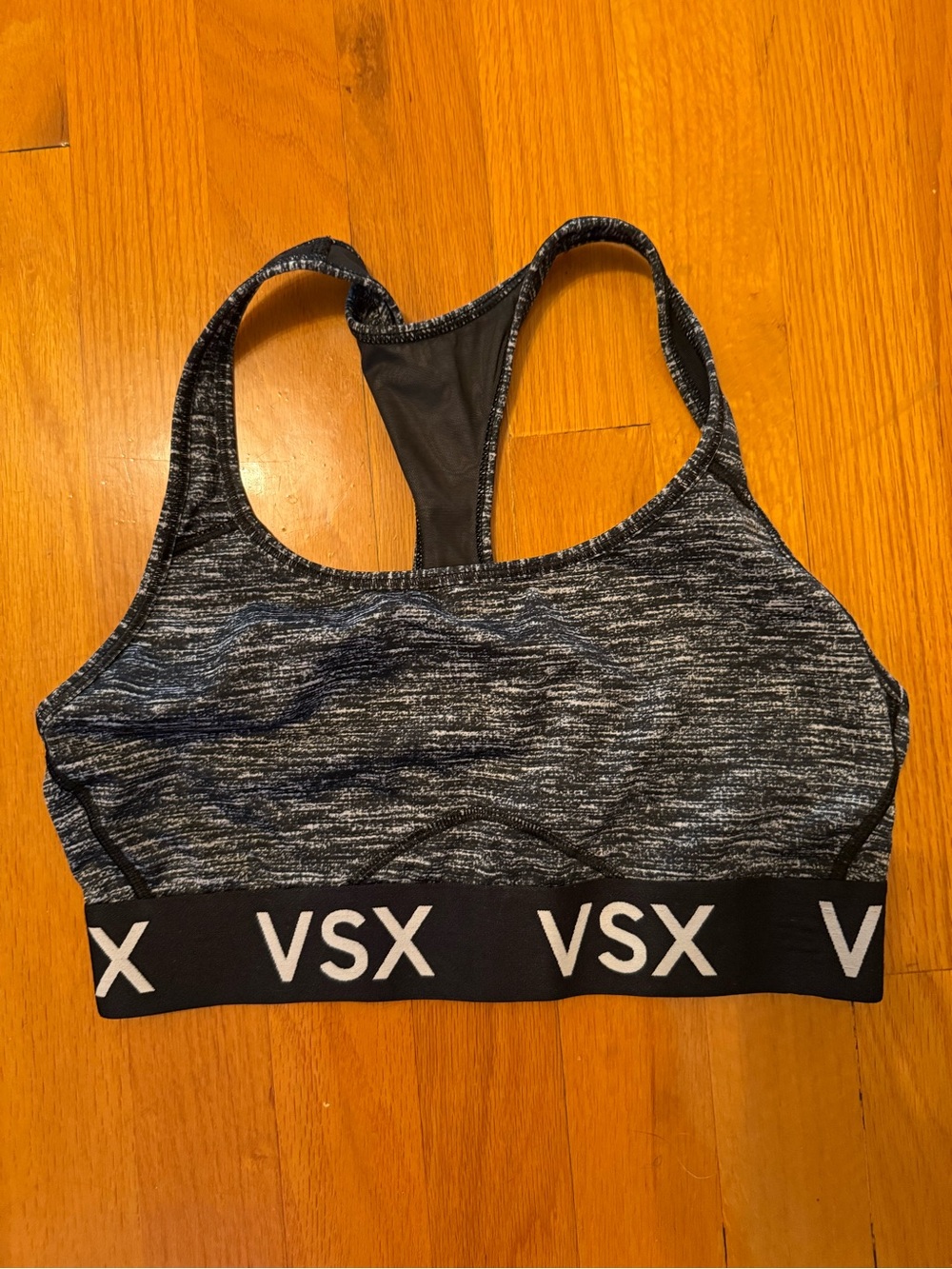 VSX Heathered Black & White Racerback Sports Bra